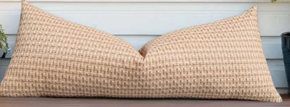 Kevin Textile Outdoor Waterproof Lumbar Sofa Pillow Cover, Light Brown, 35x91